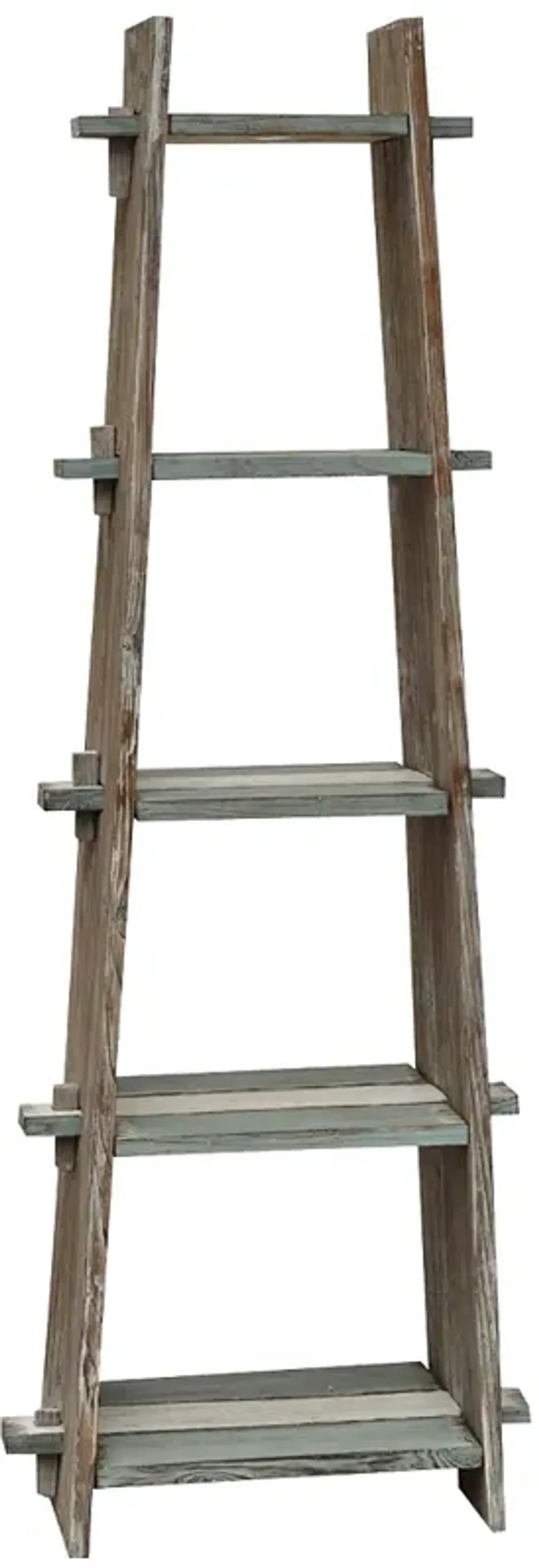 Nantucket 67" High Weathered Wood Ladder Etagere