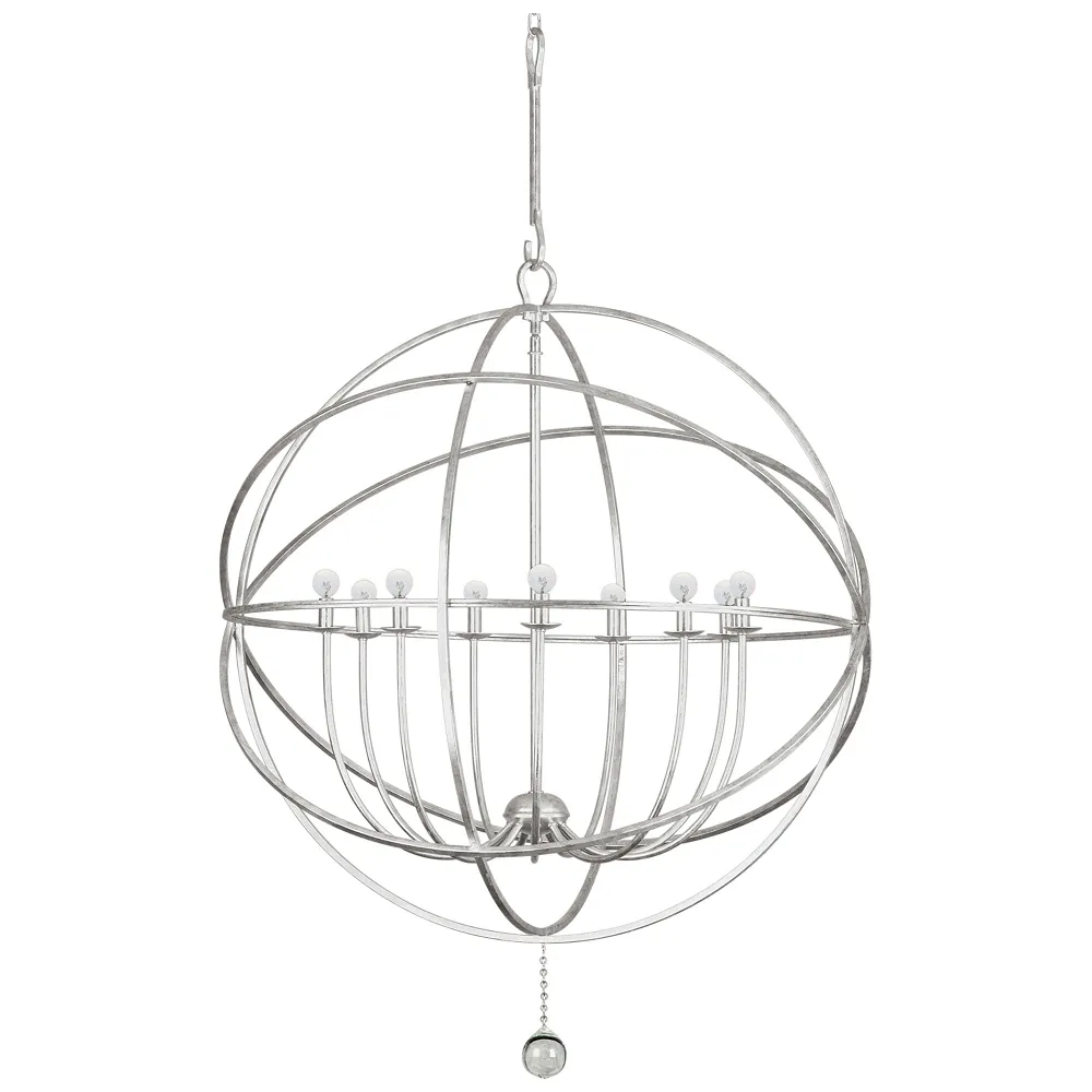 Crystorama Solaris 40" Wide Olde Silver 9-Light Chandelier