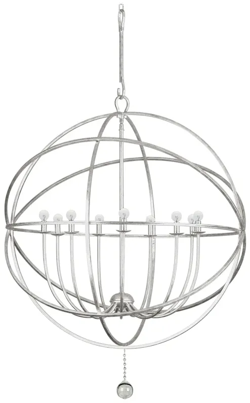 Crystorama Solaris 40" Wide Olde Silver 9-Light Chandelier