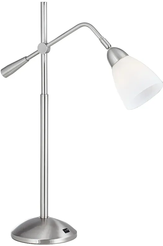 Modern Adjustable Height Brushed Nickel Table Lamp