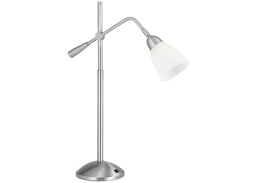 Modern Adjustable Height Brushed Nickel Table Lamp