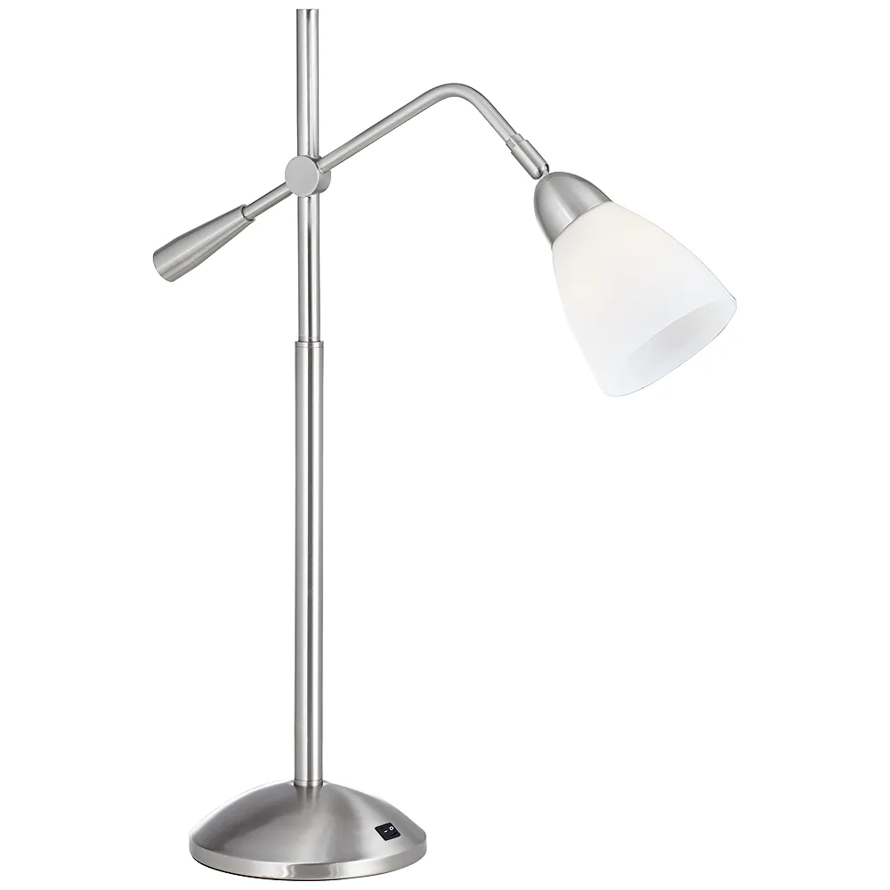 Modern Adjustable Height Brushed Nickel Table Lamp