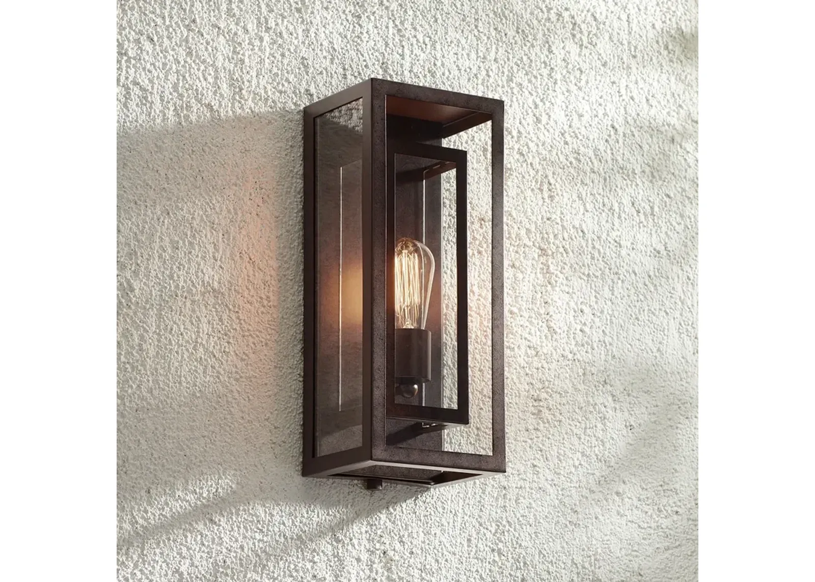 Possini Euro Double Box 15 1/2" Bronze and Glass Outdoor Wall Light