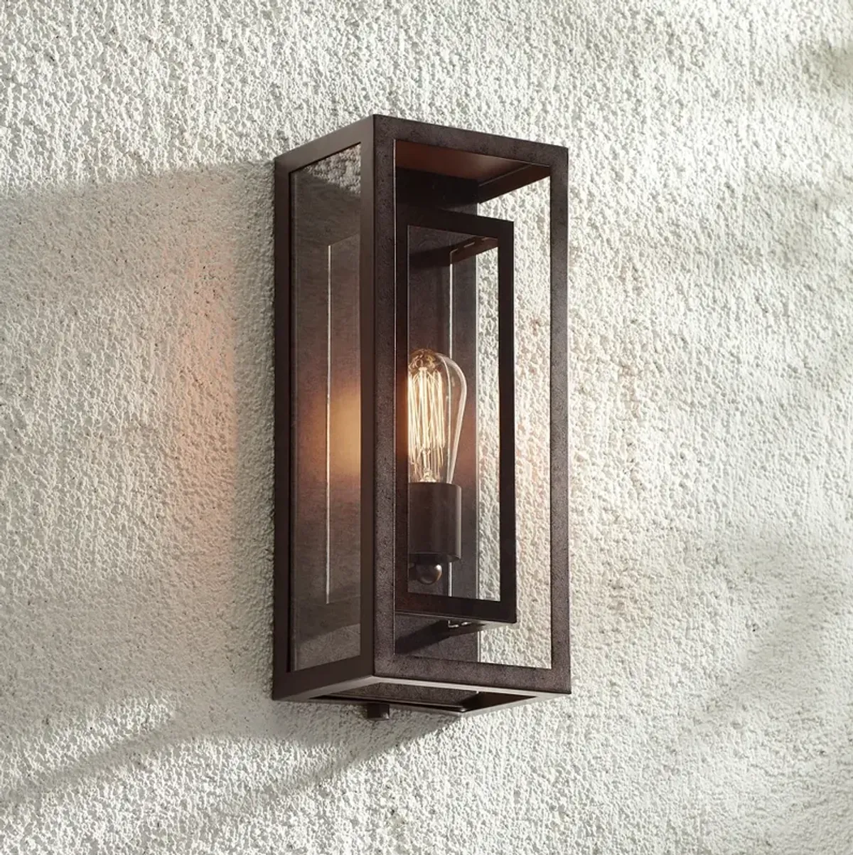 Possini Euro Double Box 15 1/2" Bronze and Glass Outdoor Wall Light