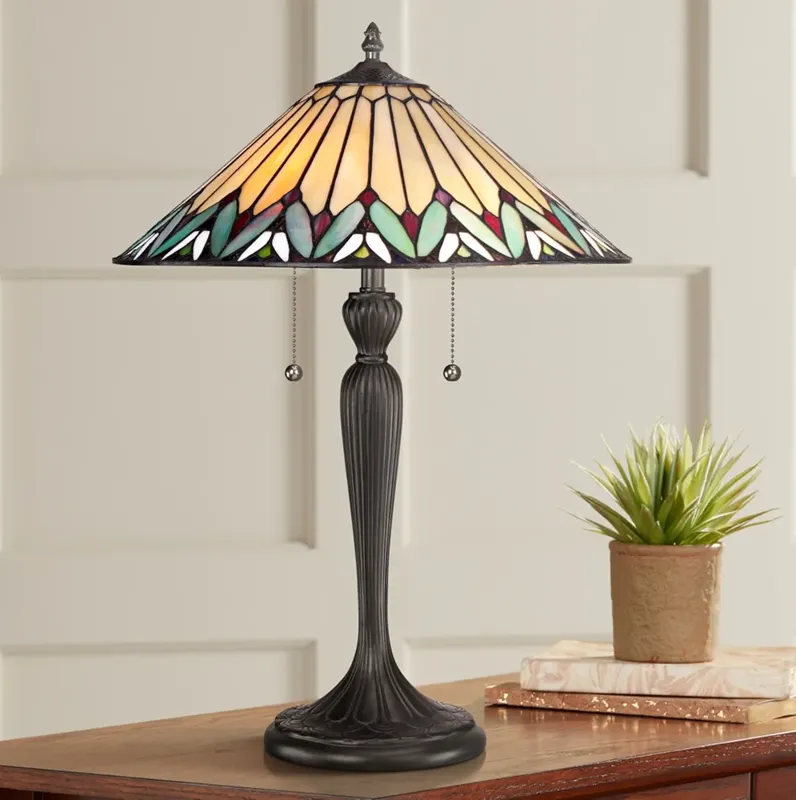 Quoizel Pearson 23" High Twin Light Tiffany-Style Table Lamp