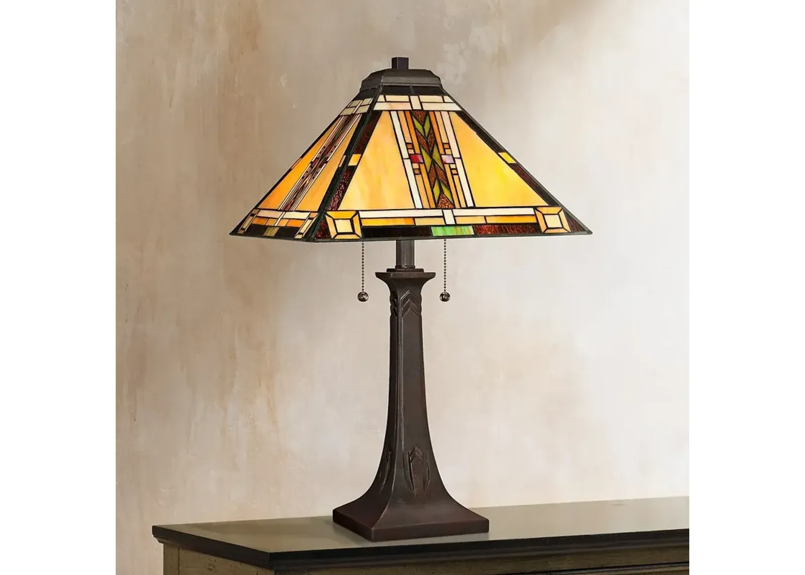 Quoizel Mission 25" High Tiffany-Style Art Glass Table Lamp