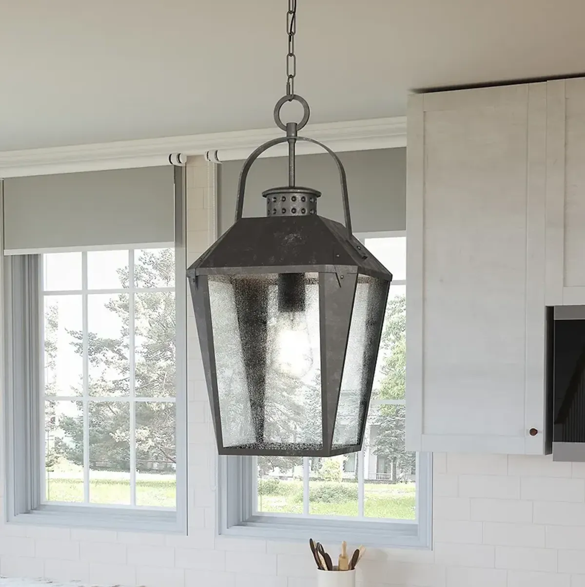 Carriage 1-Lt Mottled Black Mini Pendant