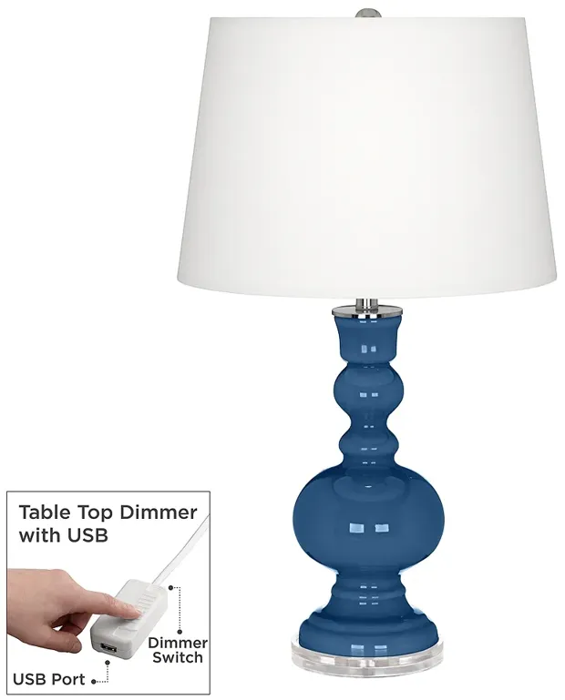 Color Plus Apothecary 30" High Regatta Blue Table Lamp with Dimmer