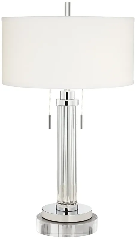 Possini Euro Cadence 33" Glass Column Table Lamp with Round Riser