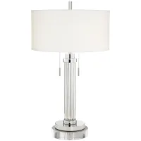 Possini Euro Cadence Glass Column Table Lamp With 8" Wide Round Riser