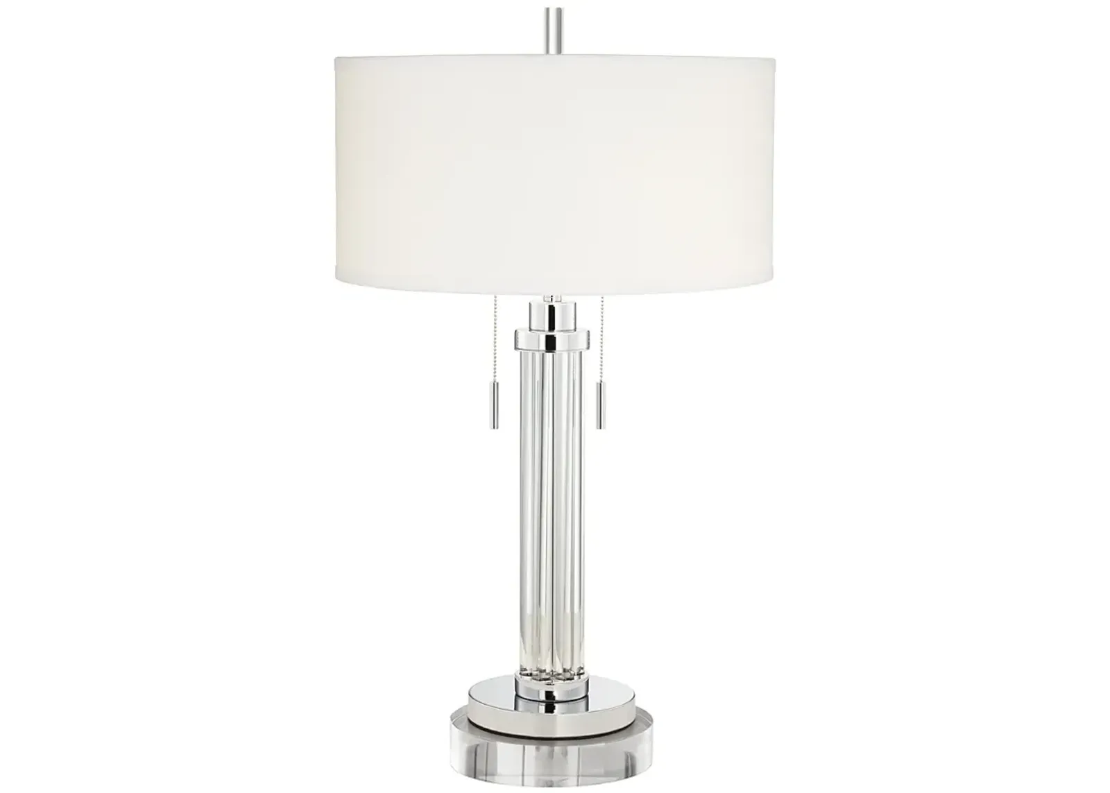 Possini Euro Cadence 33" Glass Column Table Lamp with Round Riser