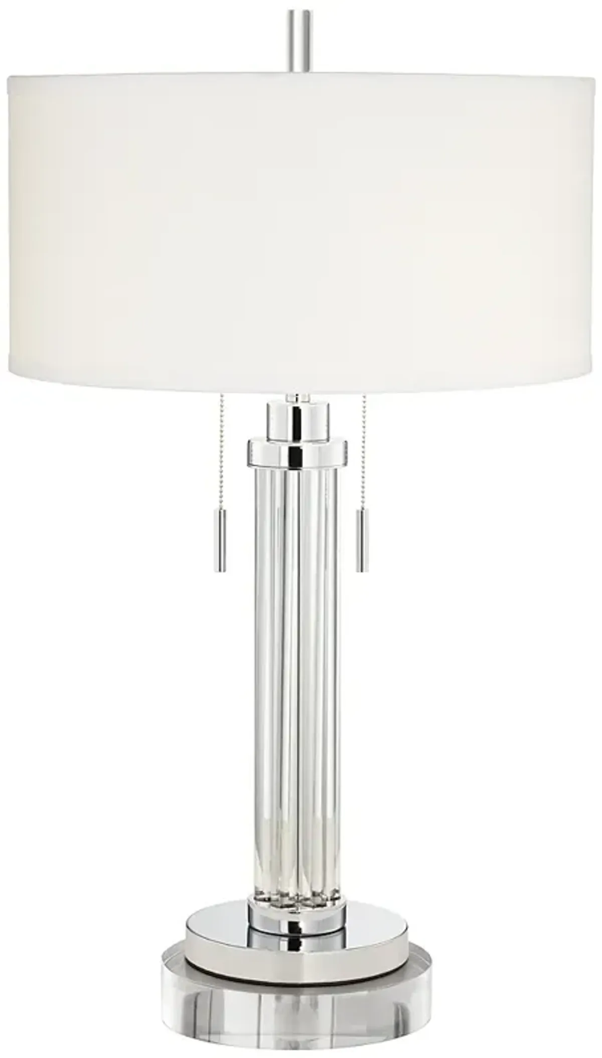 Possini Euro Cadence 33" Glass Column Table Lamp with Round Riser