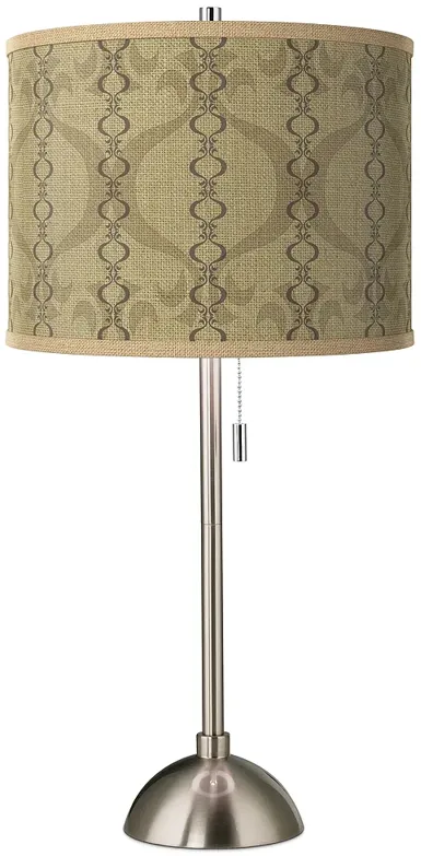 Colette Pattern Giclee Glow Brushed Nickel Pull Chain Table Lamp