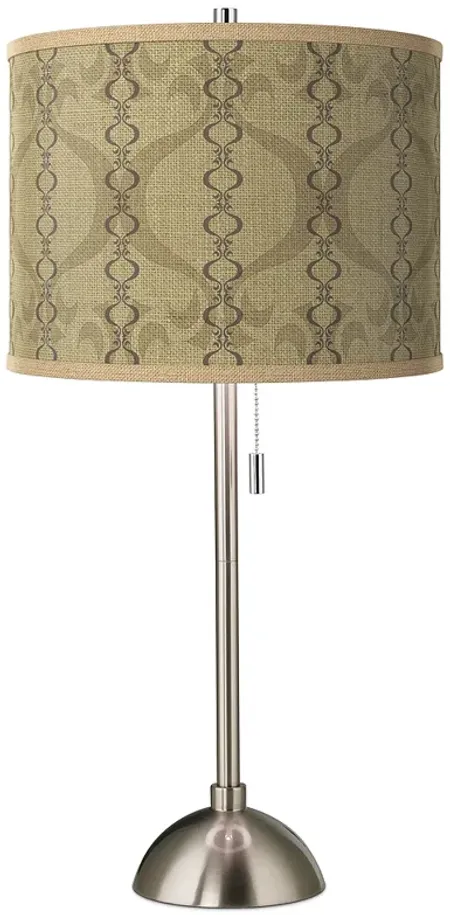 Colette Pattern Giclee Glow Brushed Nickel Pull Chain Table Lamp