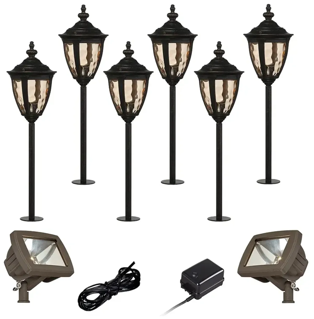 Uvas Bronze 10-Piece LED Landscape Path and Flood Light Set