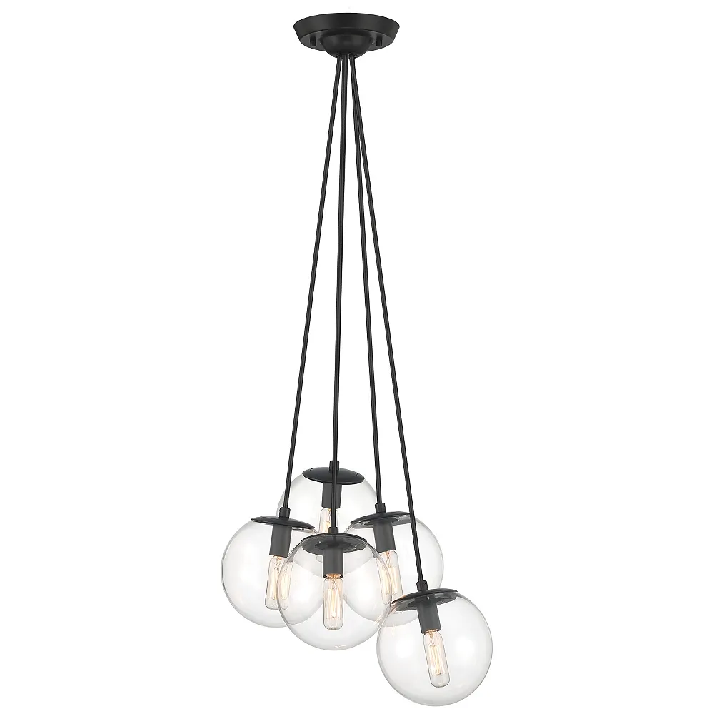 Minka Lavery  Auresa 5-light Black Cluster Pendant Light with Glass Shades