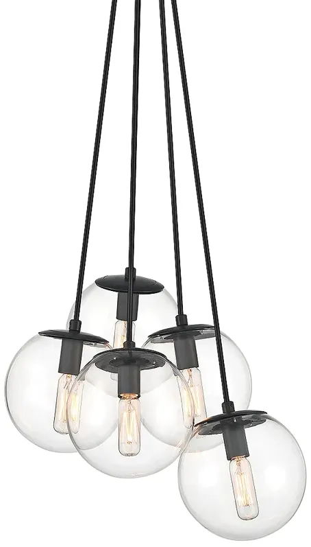 Minka Lavery  Auresa 5-light Black Cluster Pendant Light with Glass Shades