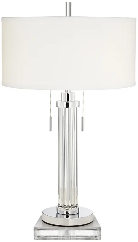 Possini Euro Cadence Glass Column Table Lamp With 8" Wide Square Riser