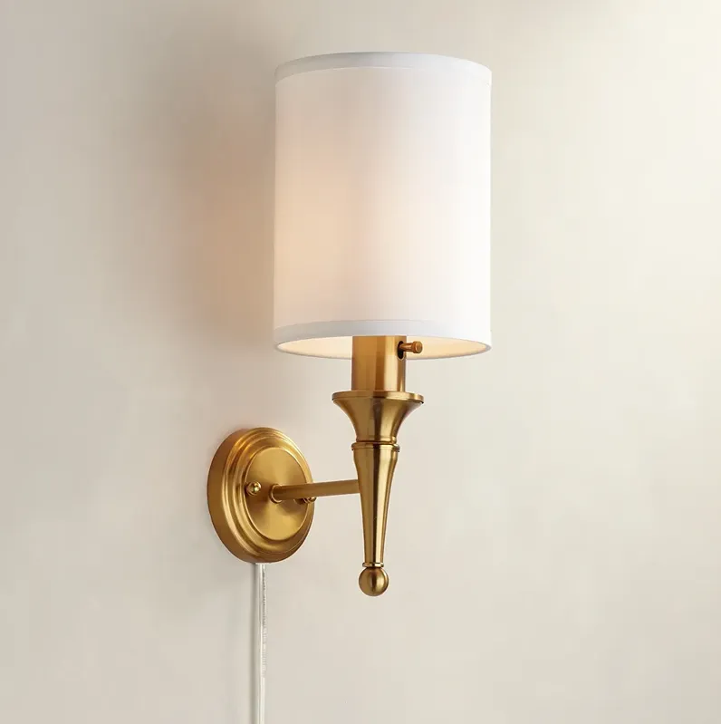 Regency Hill Braidy 16 3/4" Warm Gold Traditional Plug-In Wall Sconce