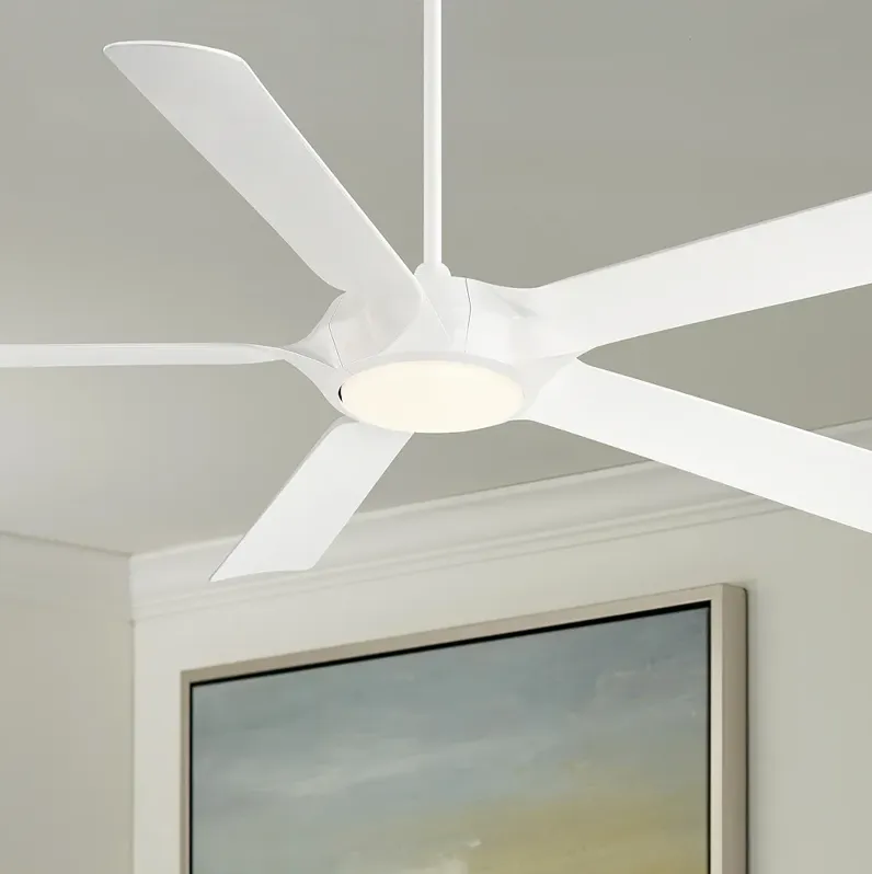 60" Casa Vieja Grand Regal Matte White LED Ceiling Fan With Remote