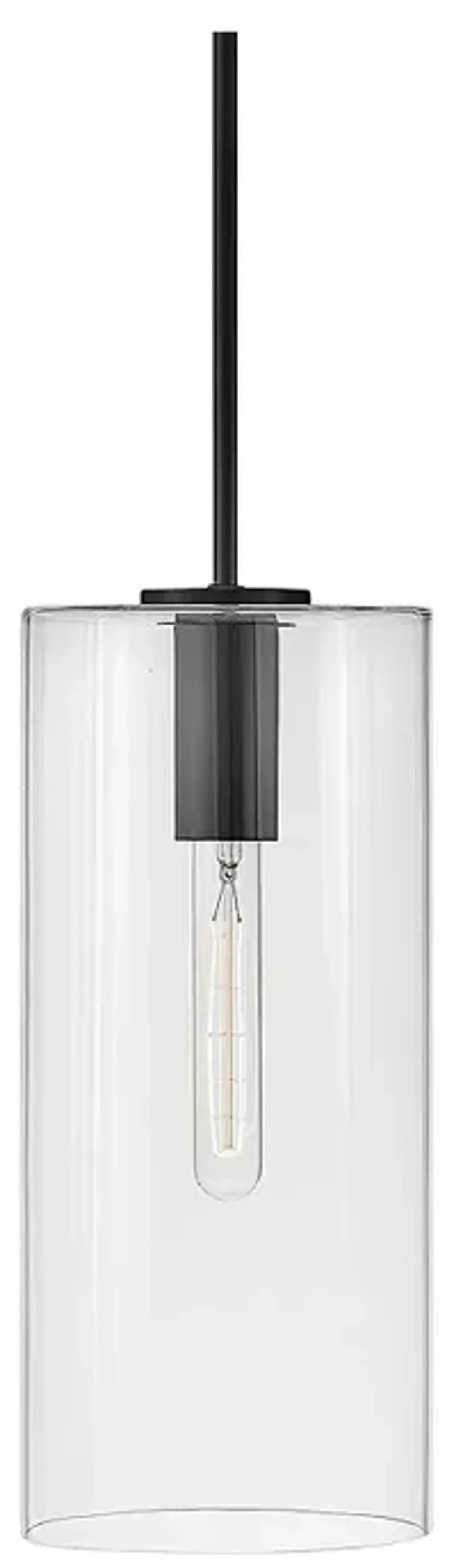 Hinkley Lark Lane 7" Wide Black and Clear Glass Cylinder Mini Pendant