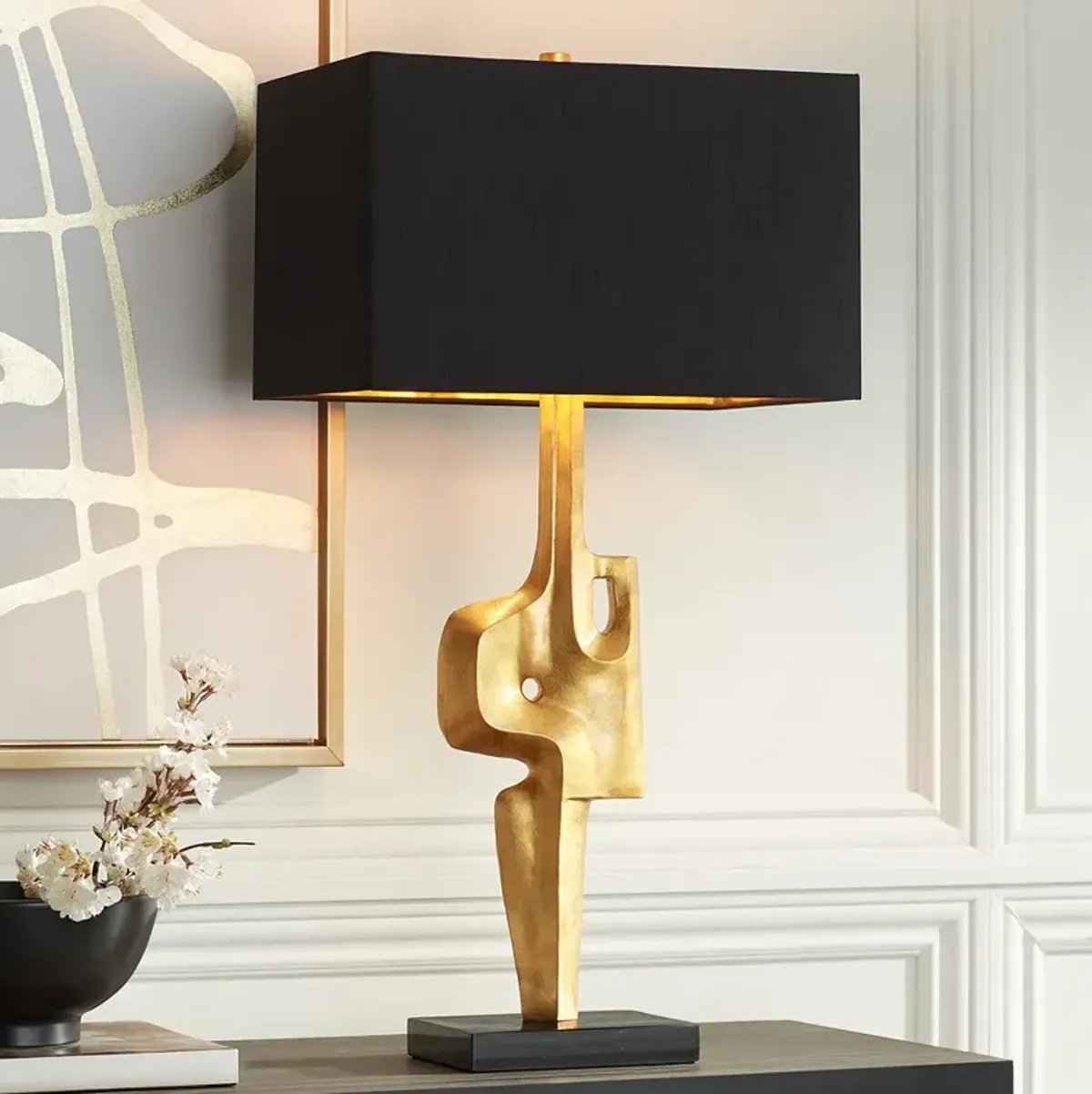 Possini Euro Lancia 31" Gold Finish Modern Sculpture Table Lamp