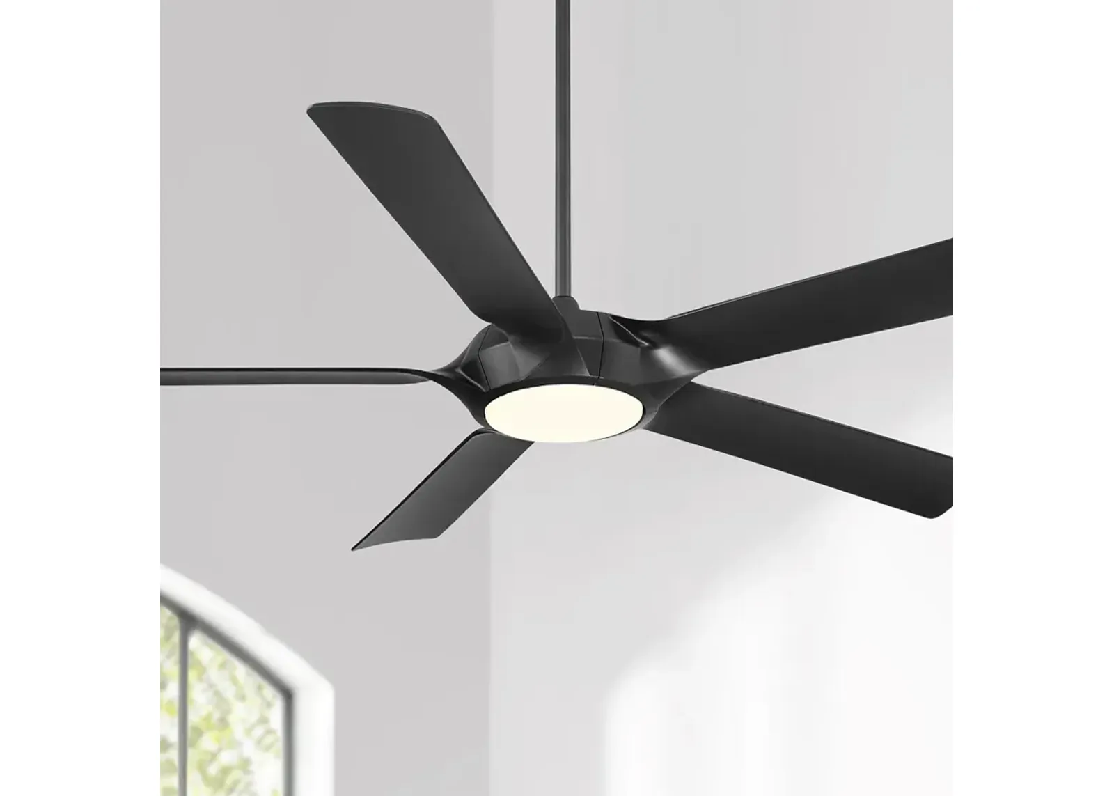 60" Casa Vieja Grand Regal Matte Black LED Ceiling Fan With Remote