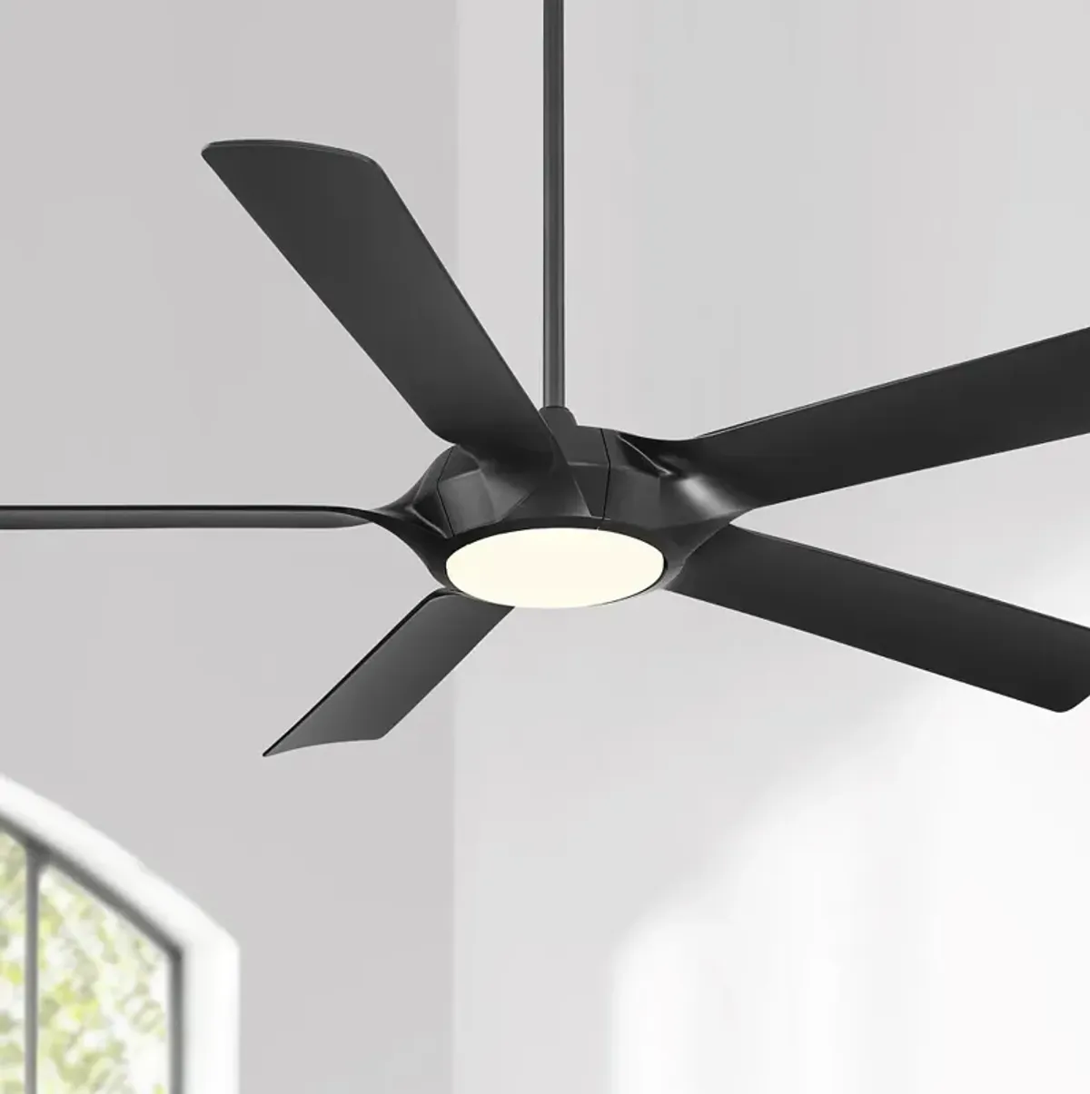 60" Casa Vieja Grand Regal Matte Black LED Ceiling Fan With Remote