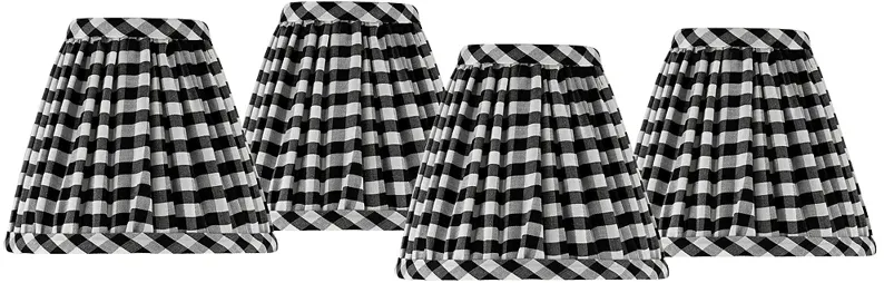 Springcrest Gingham Black Pleated Cotton Clip-On Shade (3x6x5) Set of 4