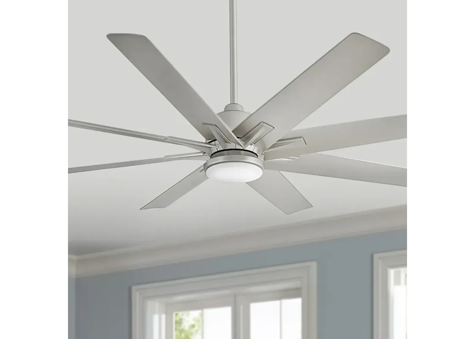 66" Hinkley Concur Brushed Nickel Wet Rated 8-Blade Smart Ceiling Fan