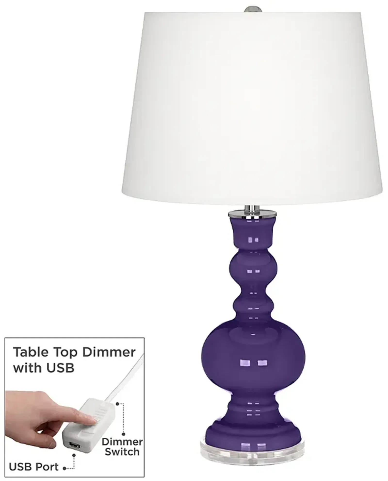 Color Plus Apothecary 30" Izmir Purple Table Lamp with USB Dimmer