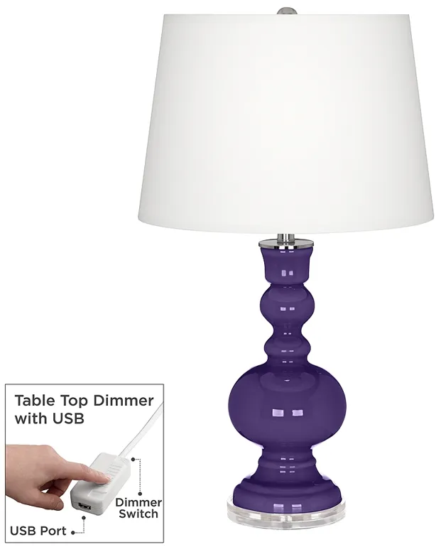 Izmir Purple Apothecary Table Lamp with Dimmer