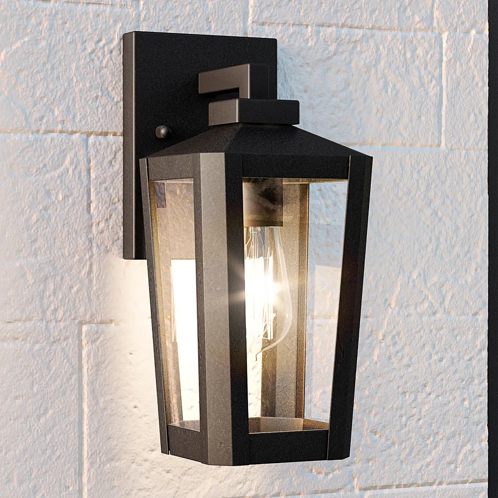 Quoizel Blomfield 13" High Matte Black Outdoor Lantern Wall Light