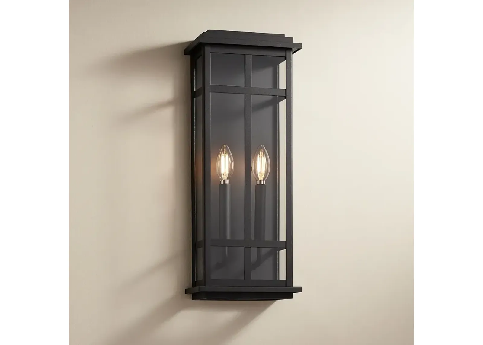 Possini Euro Metrix 20" High Black 2-Light Rectangular Wall Sconce