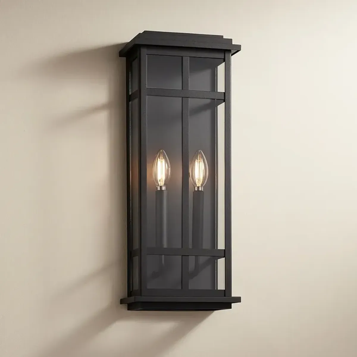 Possini Euro Metrix 20" High Black 2-Light Rectangular Wall Sconce