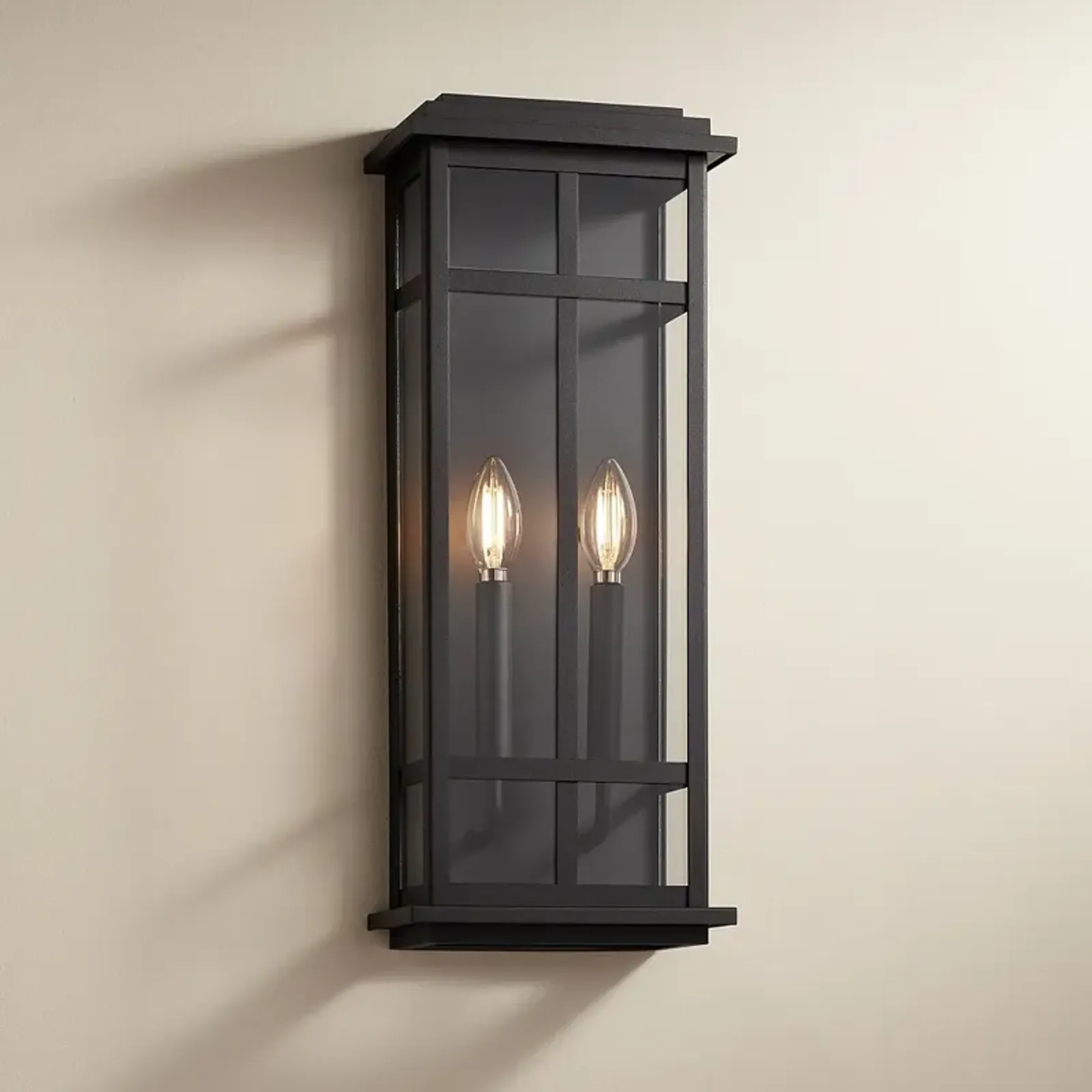 Possini Euro Metrix 20" High Black 2-Light Rectangular Wall Sconce