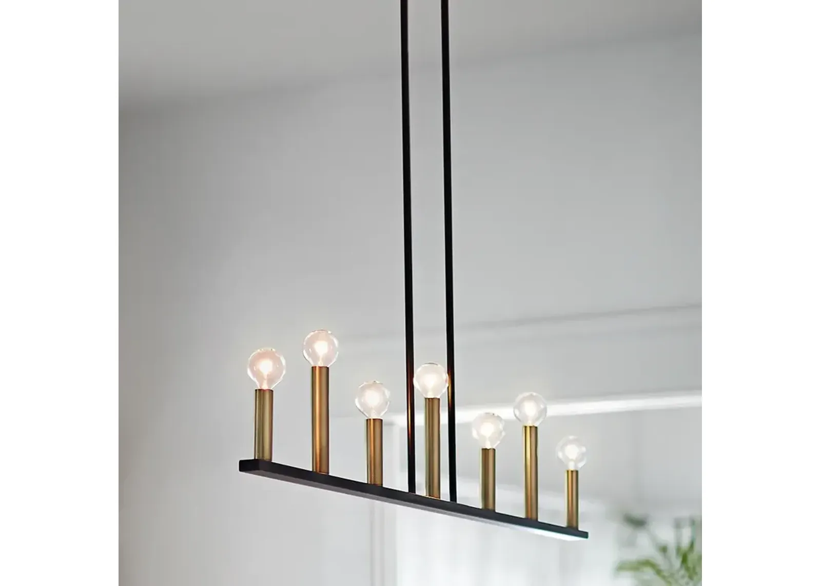 Lark-Lazlo Chandelier-Seven Light Linear-Black-Lacquered Brass