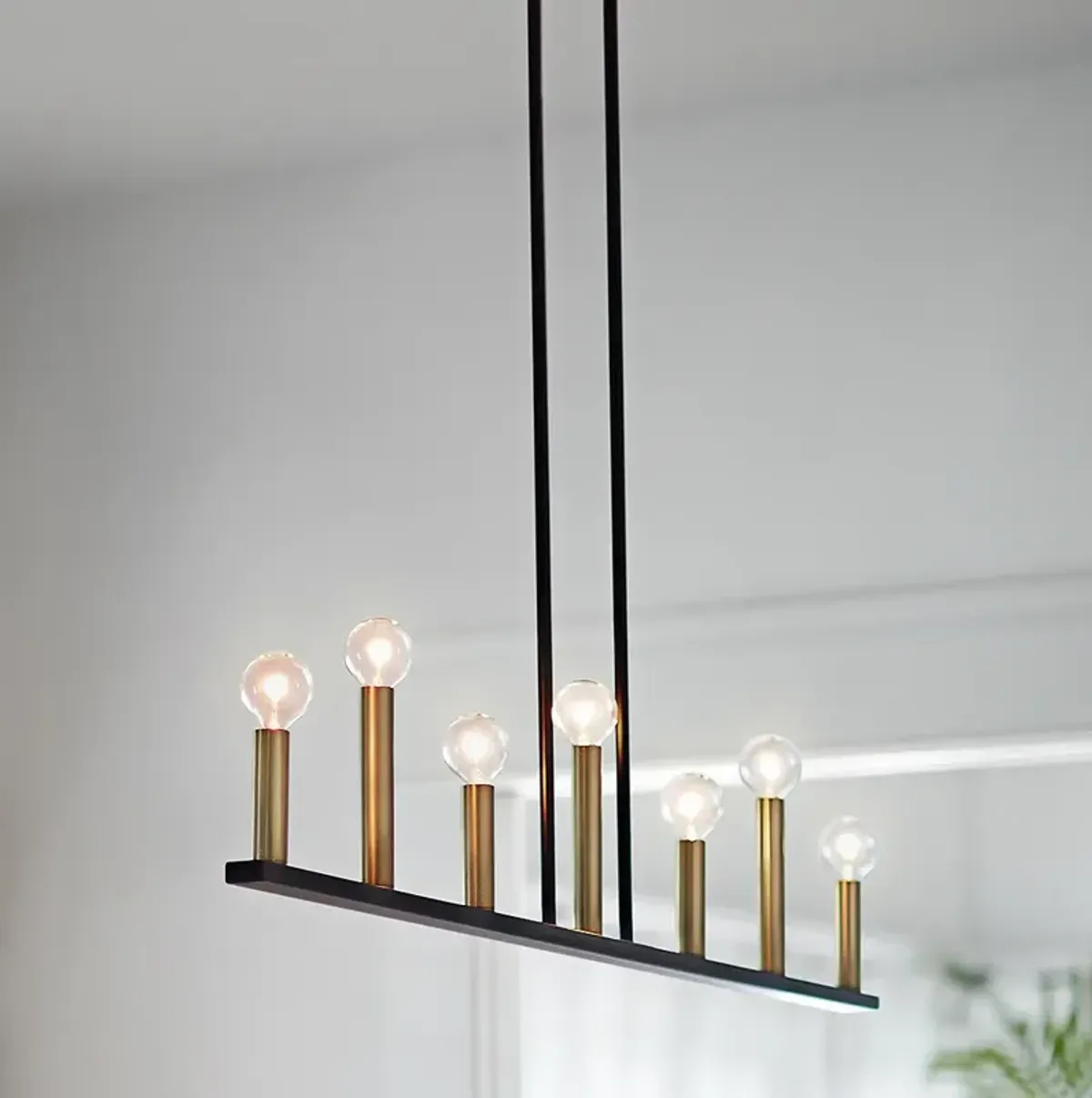 Lazlo 40" Wide Black 7-Light Linear Chandelier
