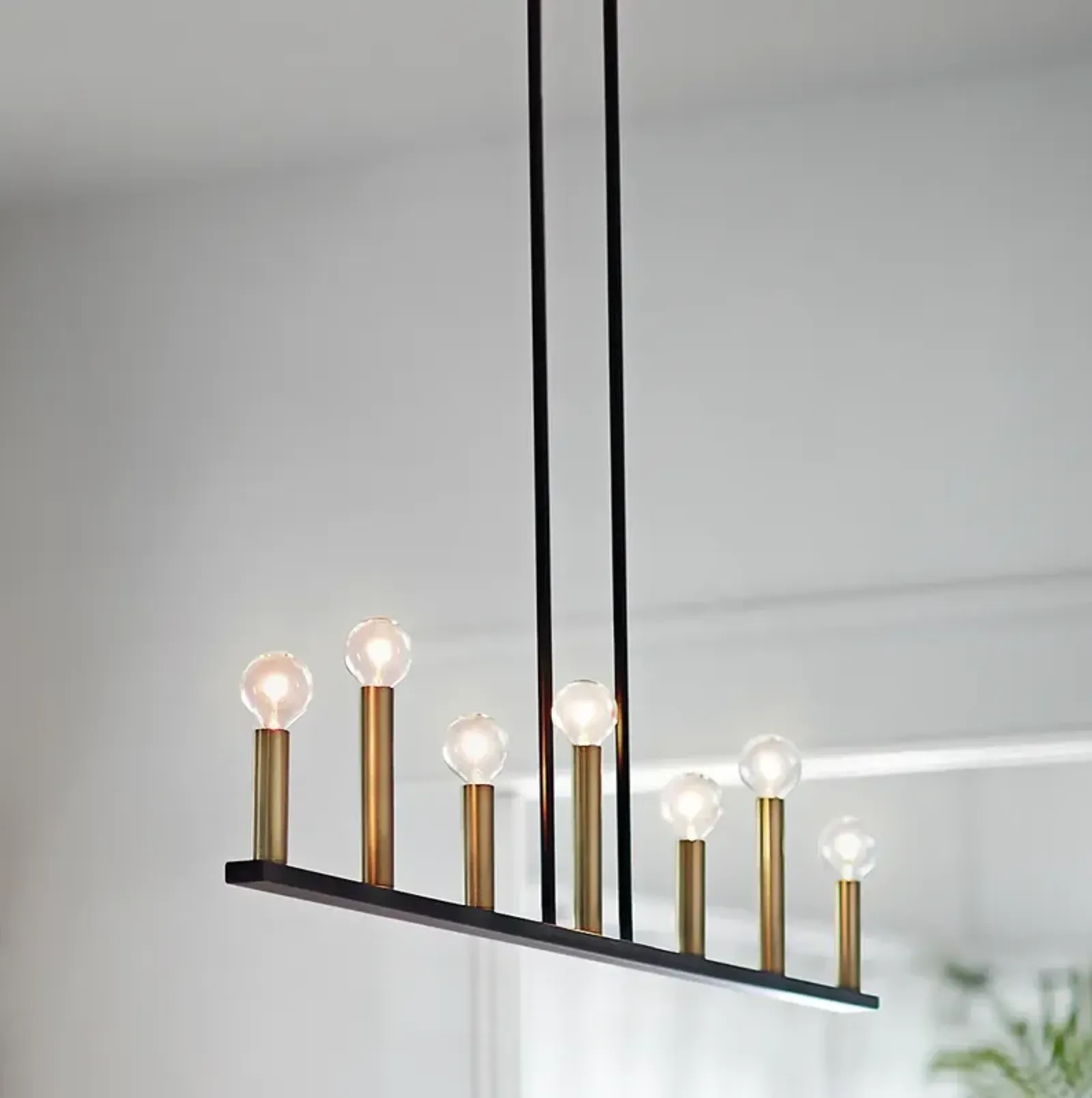 Lark-Lazlo Chandelier-Seven Light Linear-Black-Lacquered Brass