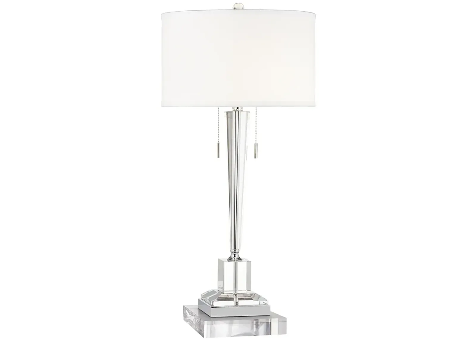 Renee Clear Crystal Glass Table Lamp With 8" Wide Square Riser