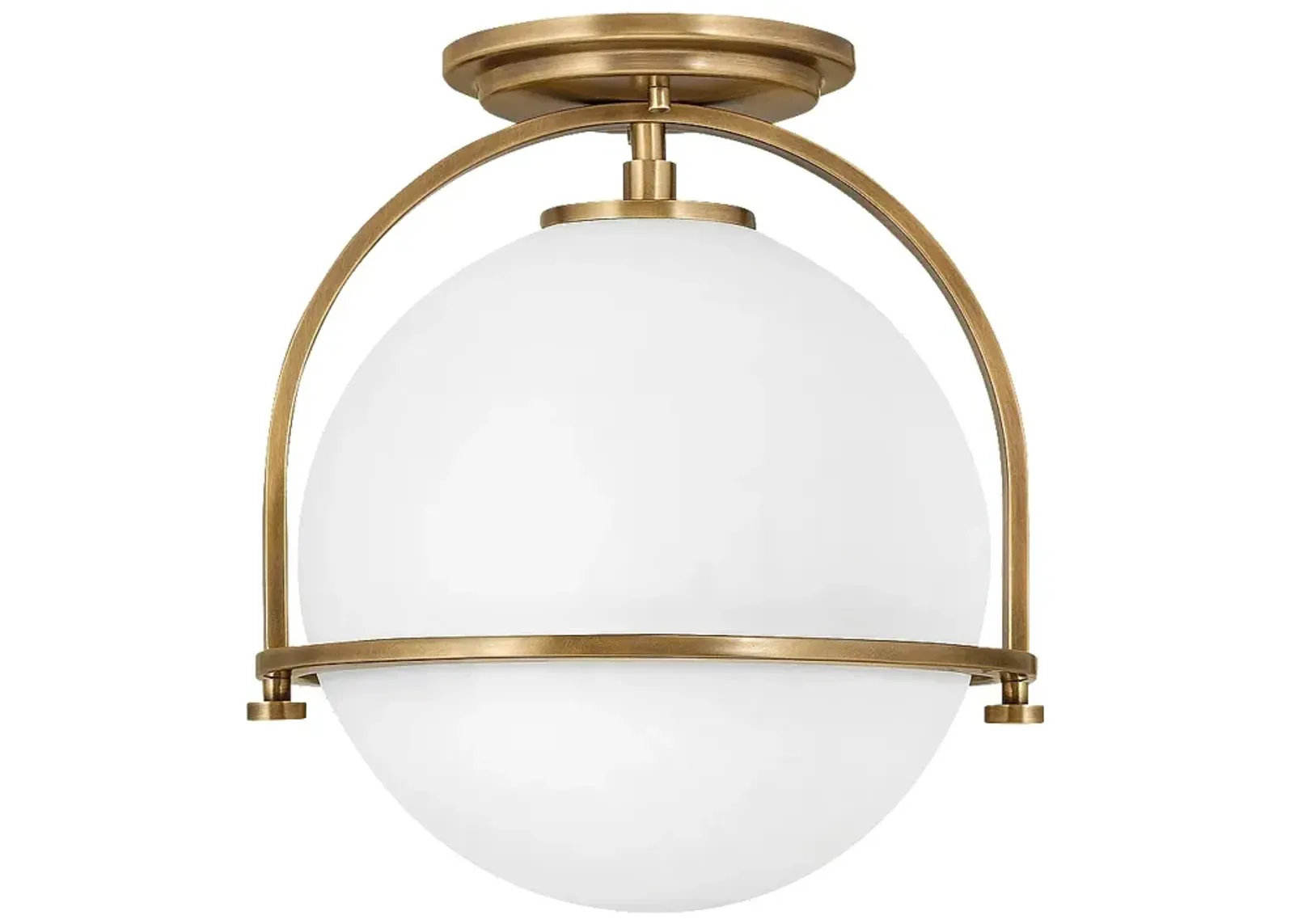 Hinkley Somerset 11 1/2" Heritage Brass White Globe LED Ceiling Light