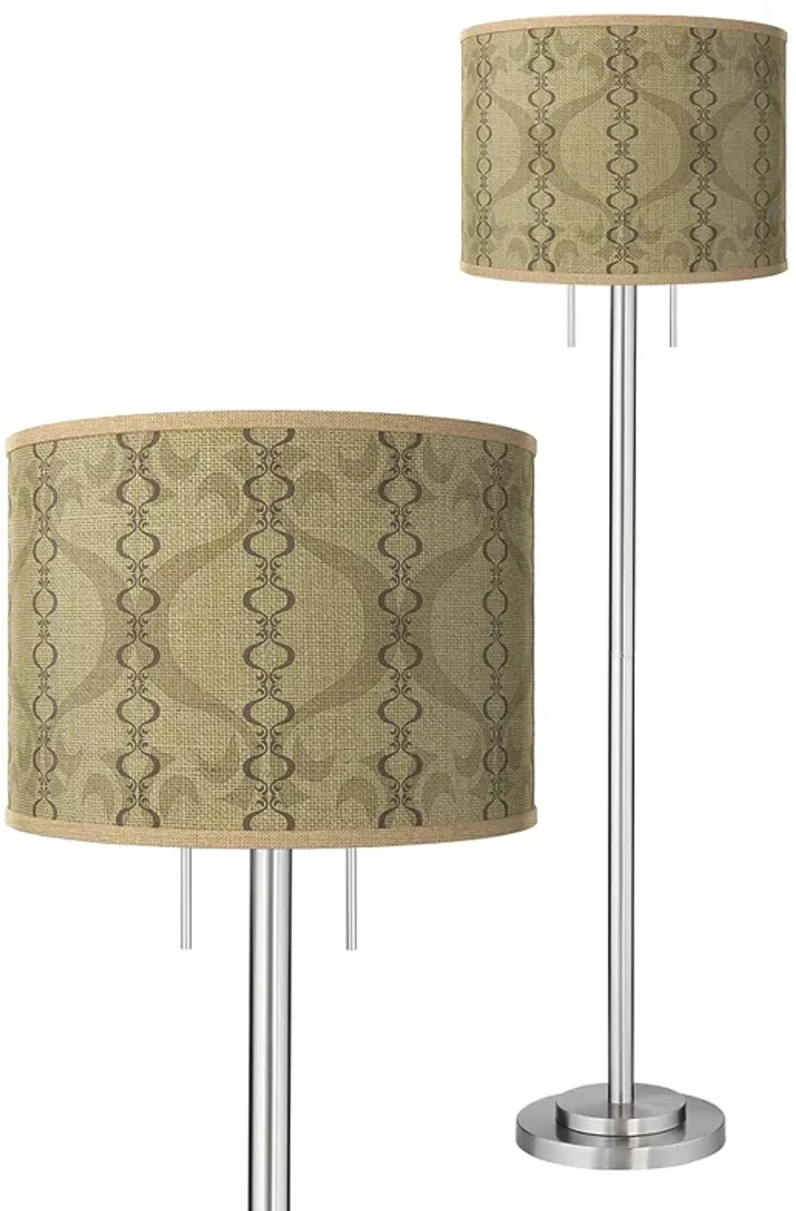 Colette Giclee Lamp Shade on Modern Brushed Nickel Garth Floor Lamp