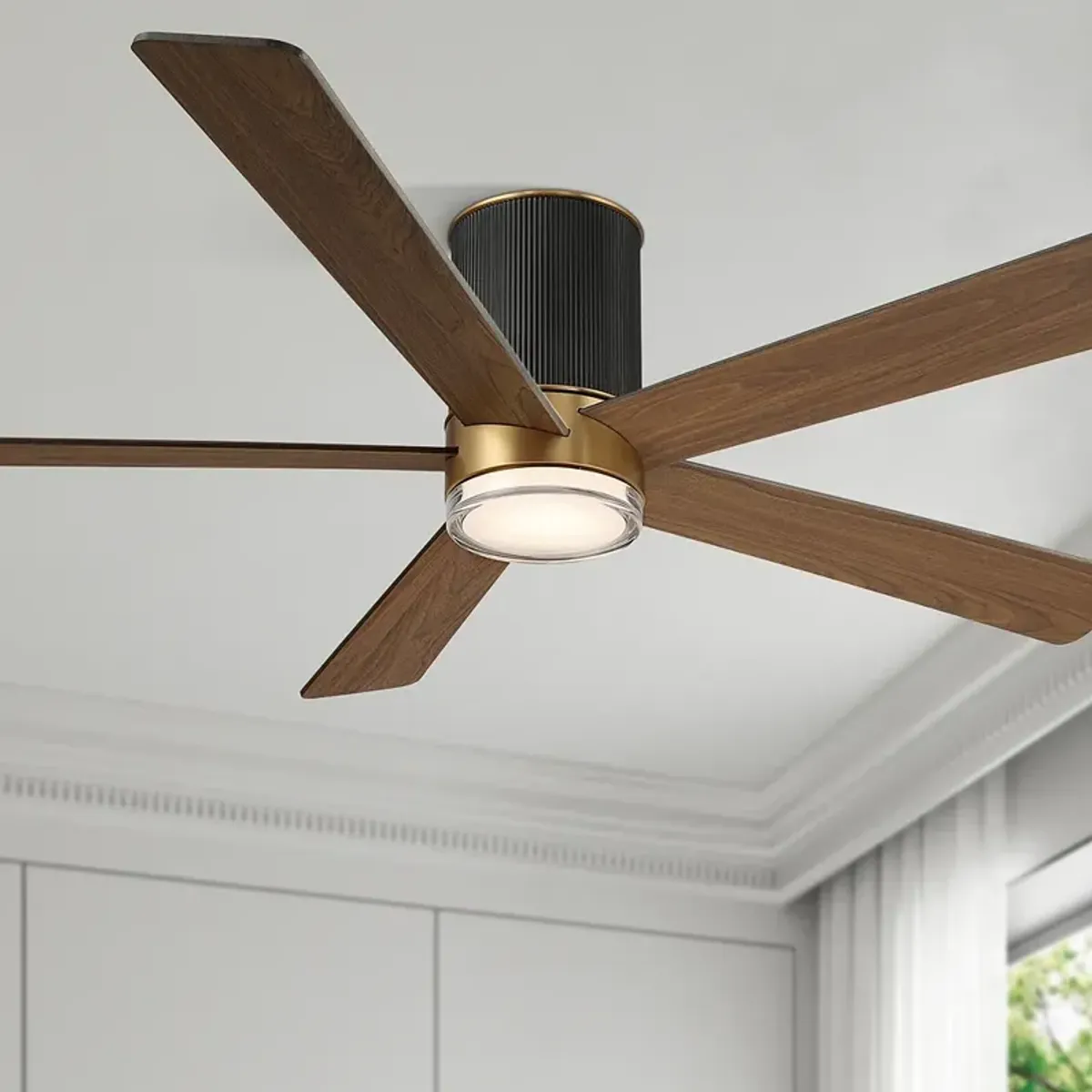 56" Casa Vieja Vex Matte Black LED Hugger Ceiling Fan with Remote