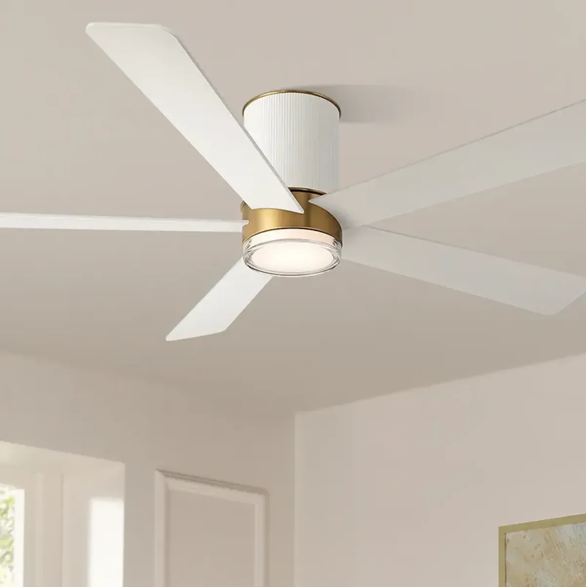 56" Casa Vieja Vex Matte White LED Hugger Ceiling Fan with Remote