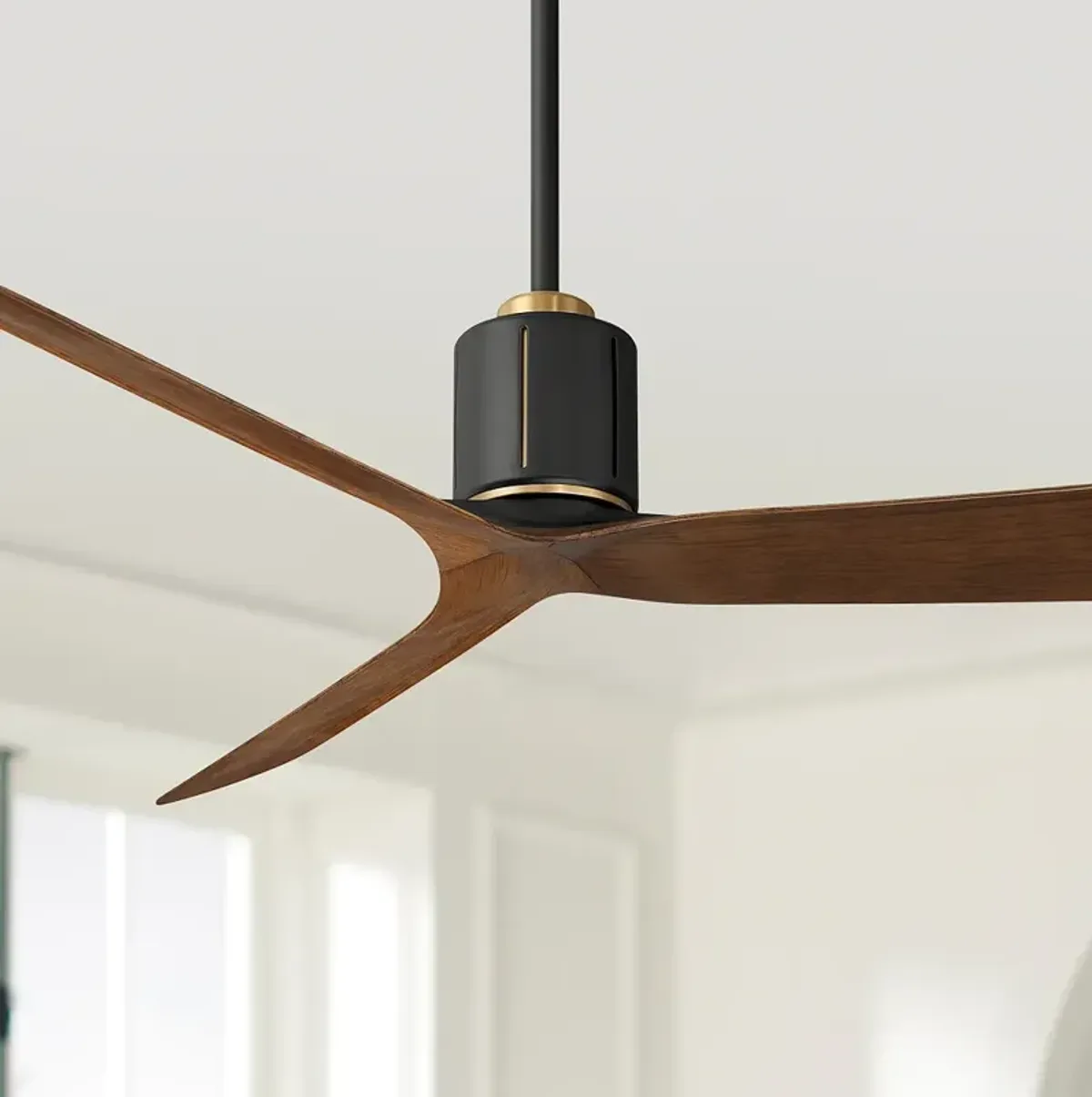 52" Casa Vieja Avo Matte Black Damp Ceiling Fan with Remote