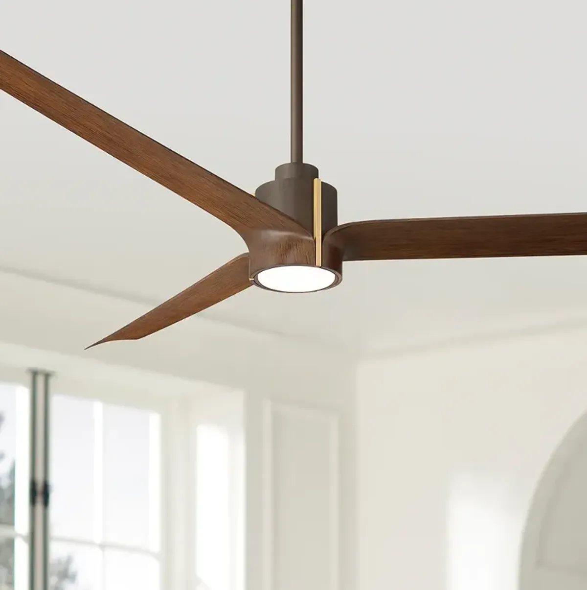 60" Casa Vieja Aero Bronze and Dark Walnut LED Ceiling Fan with Remote