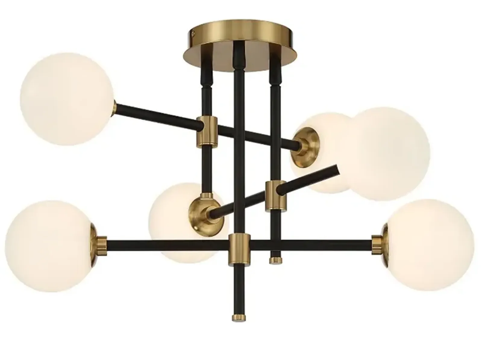 George Kovacs Cosmet 6-Light Black and Aged Brass Flush Mount