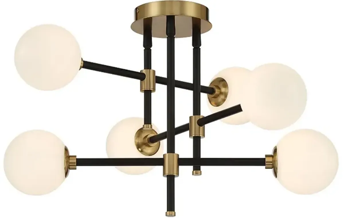 George Kovacs Cosmet 6-Light Black and Aged Brass Flush Mount