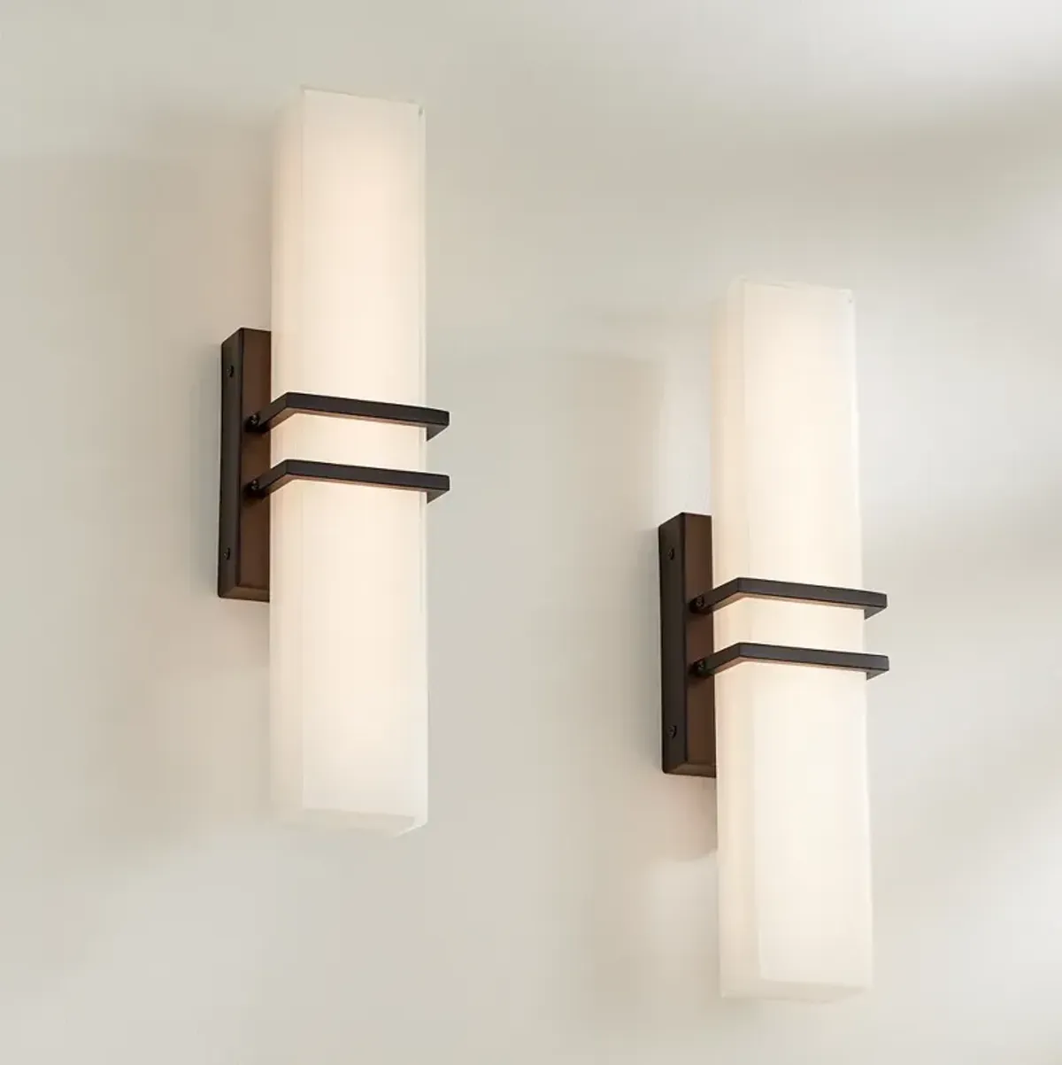 Possini Euro Exeter 17" Wide Black LED Bathroom Vanity Light Set of 2