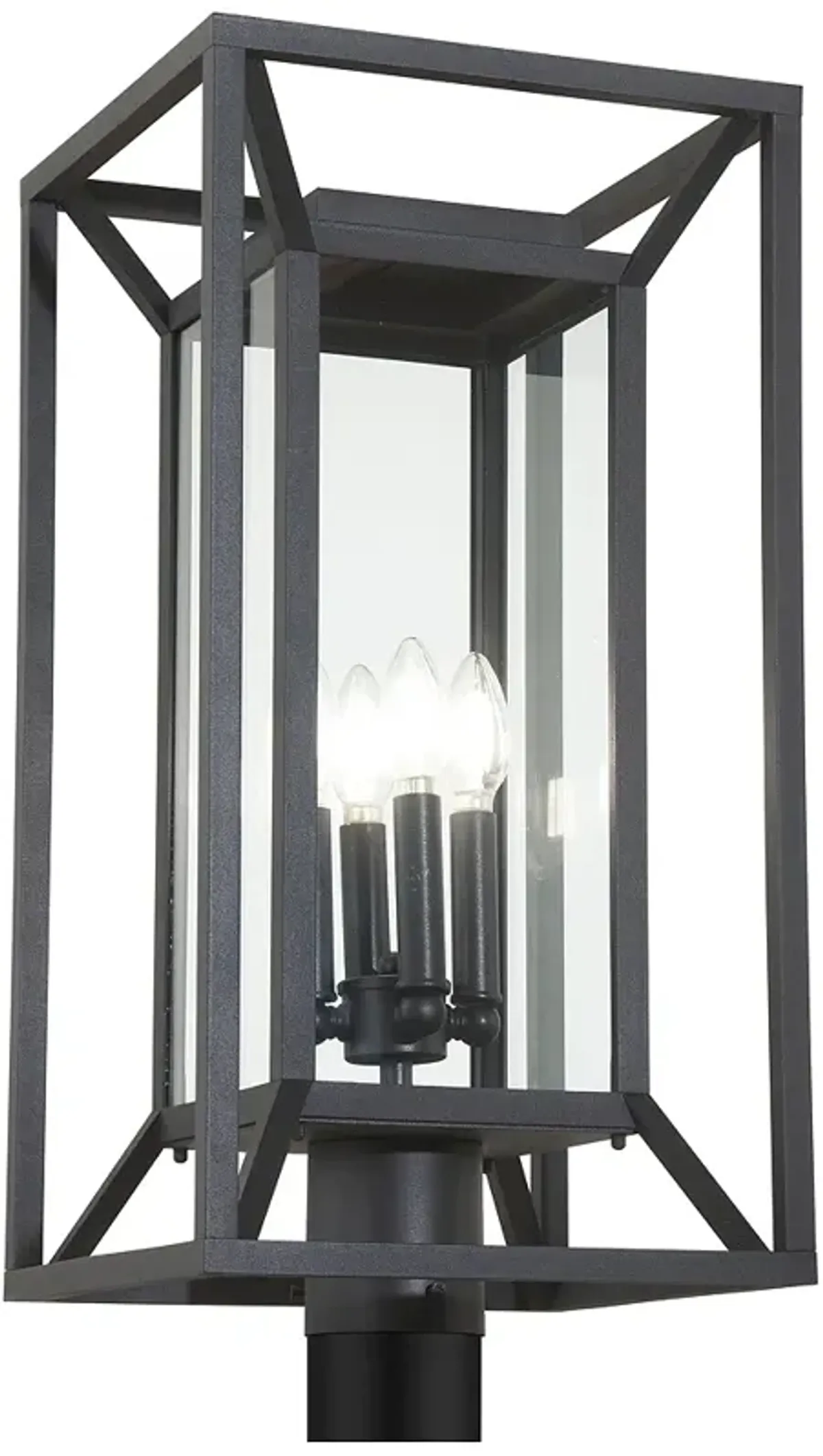 The Great Outdoors Harbor View 4-Light 11.5-in Black Outdoor Post Lantern